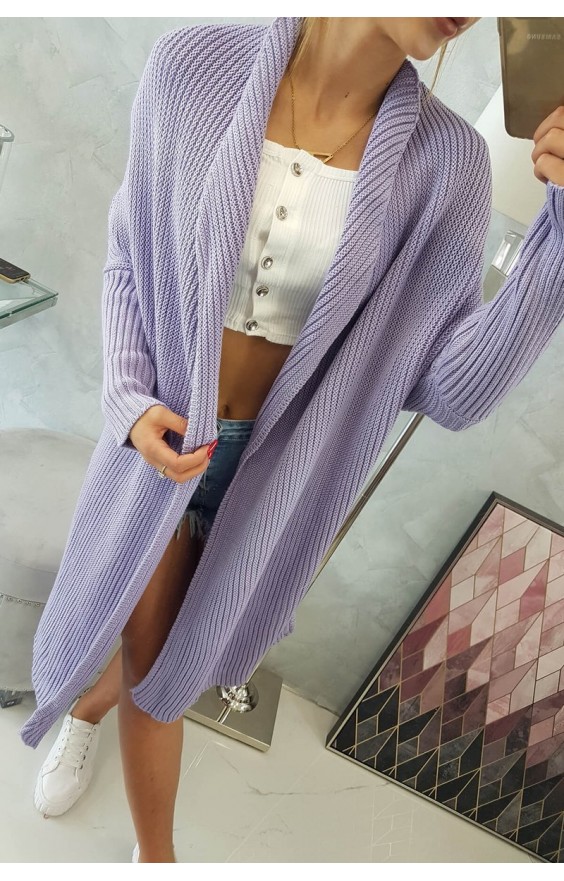 Vlnený sveter dlhý - fialový