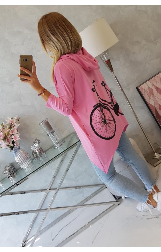 Mikina s potlačou na bicykel ružová