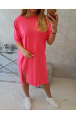 Oversize šaty ružový neón