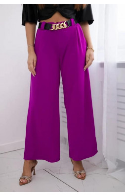 Viskózové nohavice fialové+opasok