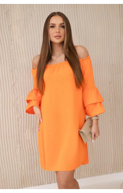 Španielske šaty s volánmi na rukáve oranžový