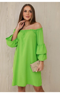 Španielske šaty s volánmi na rukáve jasne zelená