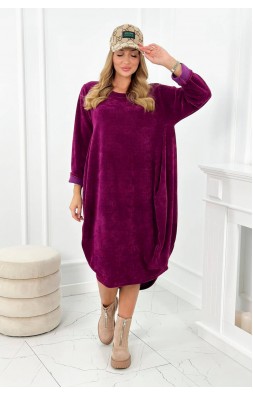 Manšestrové šaty s vreckami fialové